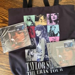 NWT Taylor Swift Midnights Late Night Edition CD + optional wristband & tote bag